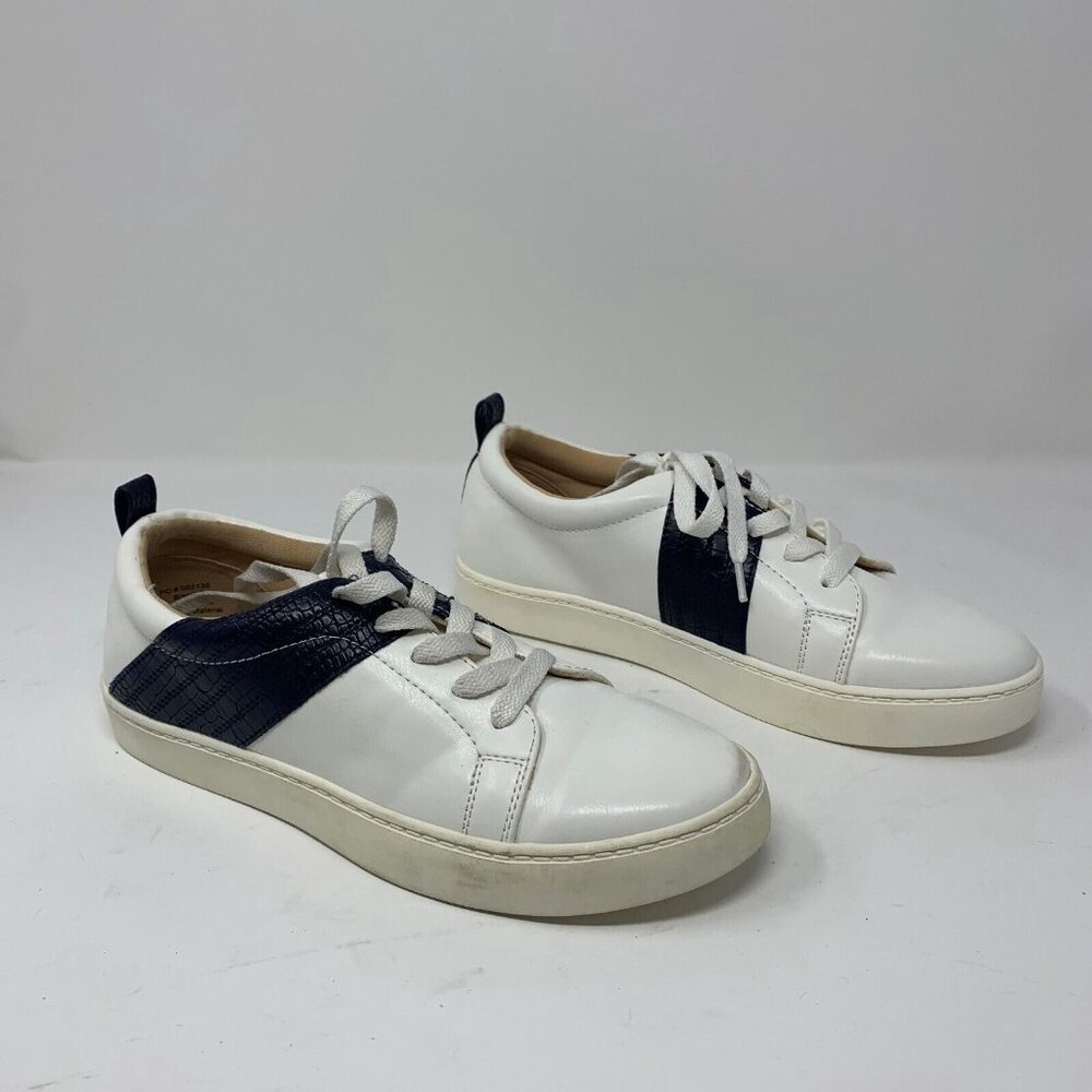 Journee Collection Sneakers Shoes Women's 8.5 White Black Leather Round Toe 8086
